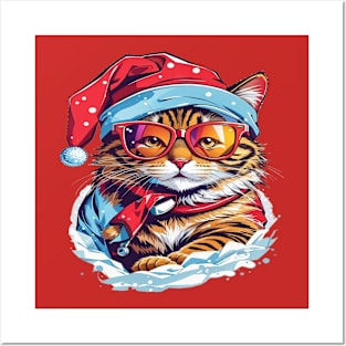 Christmas cat Posters and Art